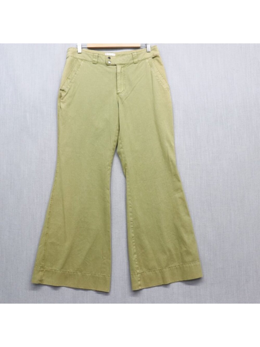BDG Urban Outfitters Overdyed Green High Waist Flare Trousers Pants 12 Cotton